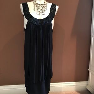 BCBG Max Azria black beaded blouse